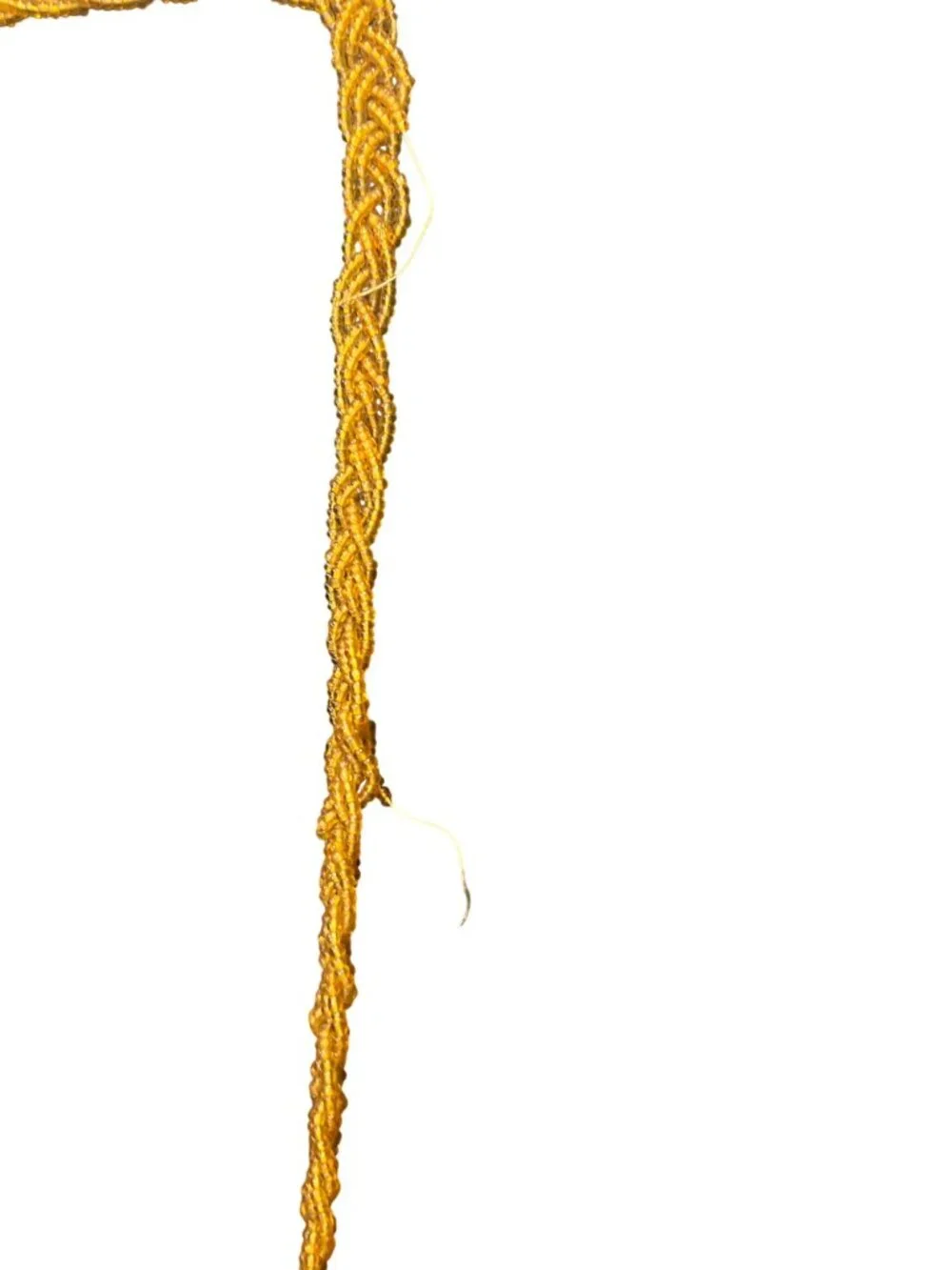 Vintage Gold Beaded Braided Necklace With Tassel Pendant  READ